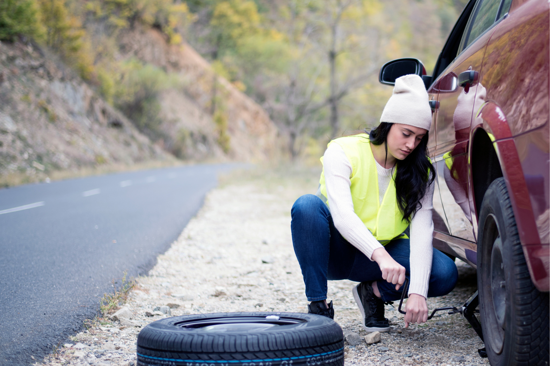 Changing a flat tire