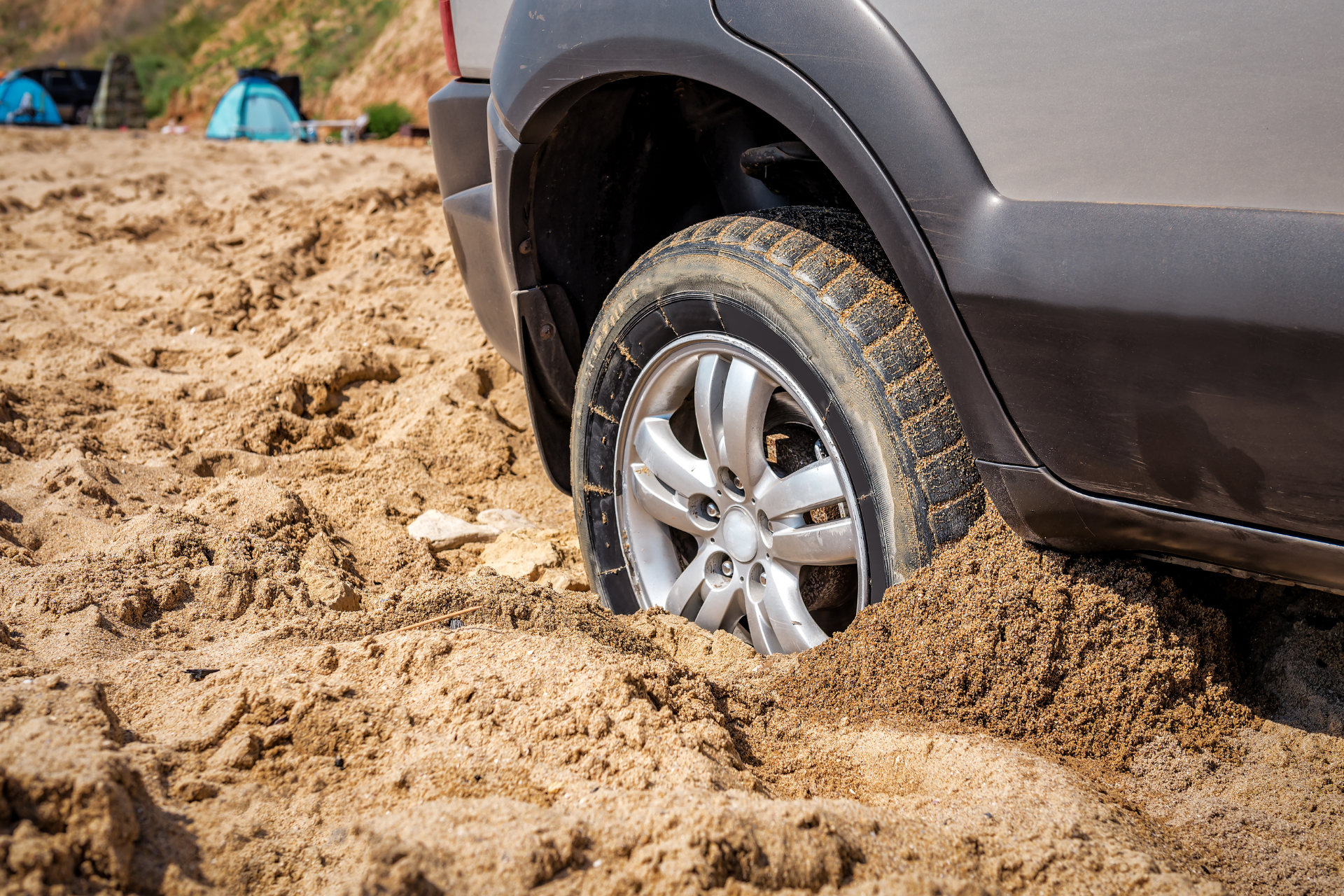 Car stuck in the sand