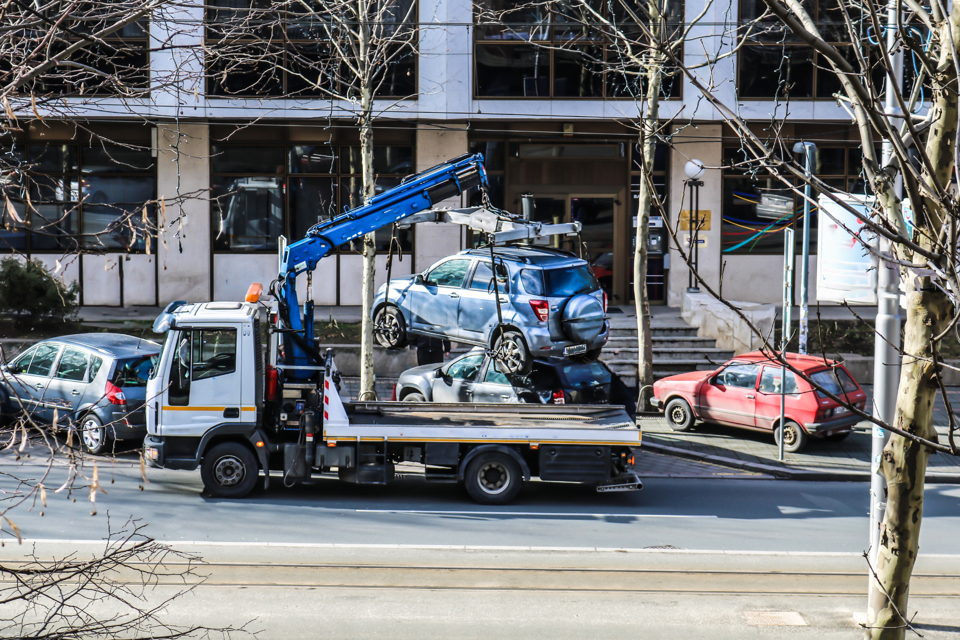 Car being towed