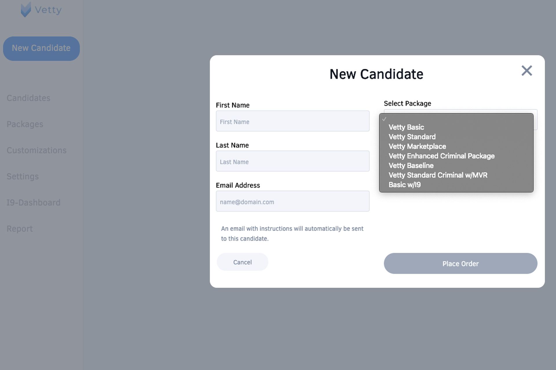 A screenshot of a new candidate page on a website.
