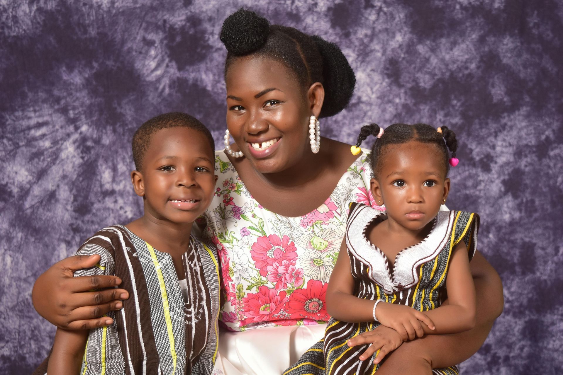 A mother and her son and daughter