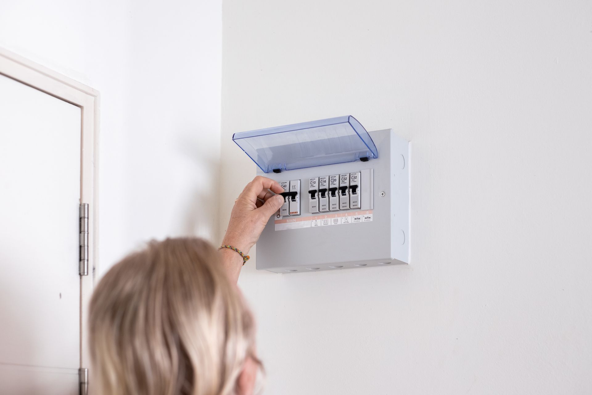 Close-up of a residential electrical panel after placement in a Pennsylvania home.