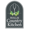 Logo for Hollis Country Kitchen featuring a tan chef hat icon over a dark green semi-circle and white serif text.