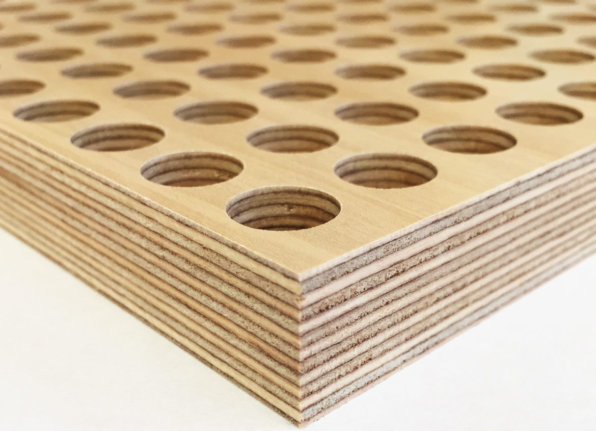 Acoustic perforated plywood wall panels