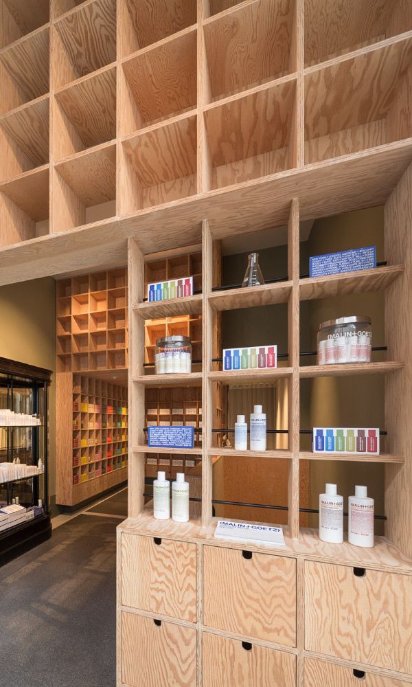 Douglas Fir Plywood 19mm display units in a store