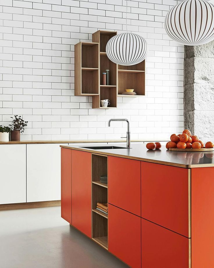 red panels for kitchen units