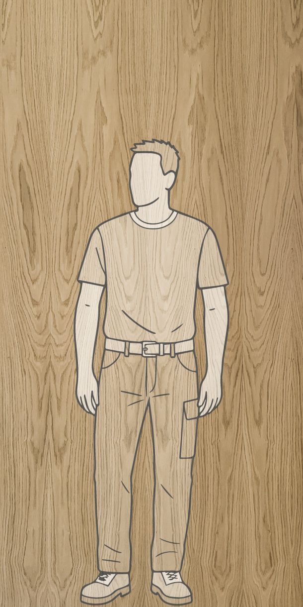 8x4 panel of Oak veneered plywood to scale