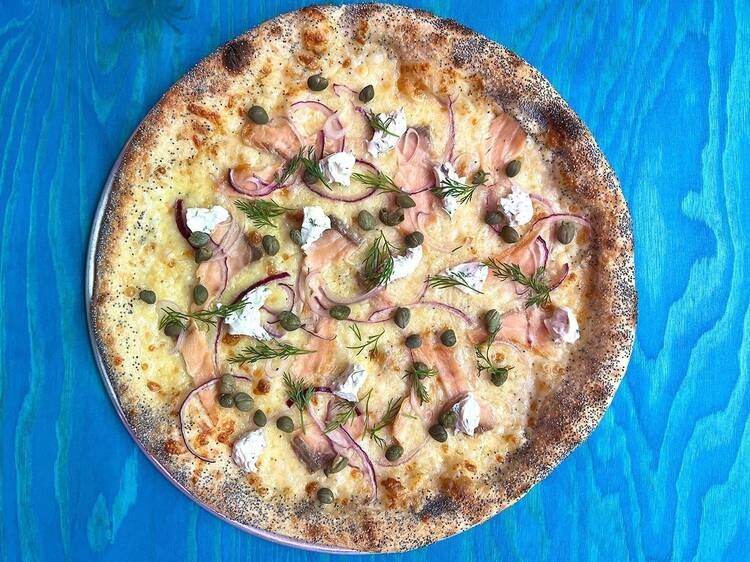 Blue stained plywood