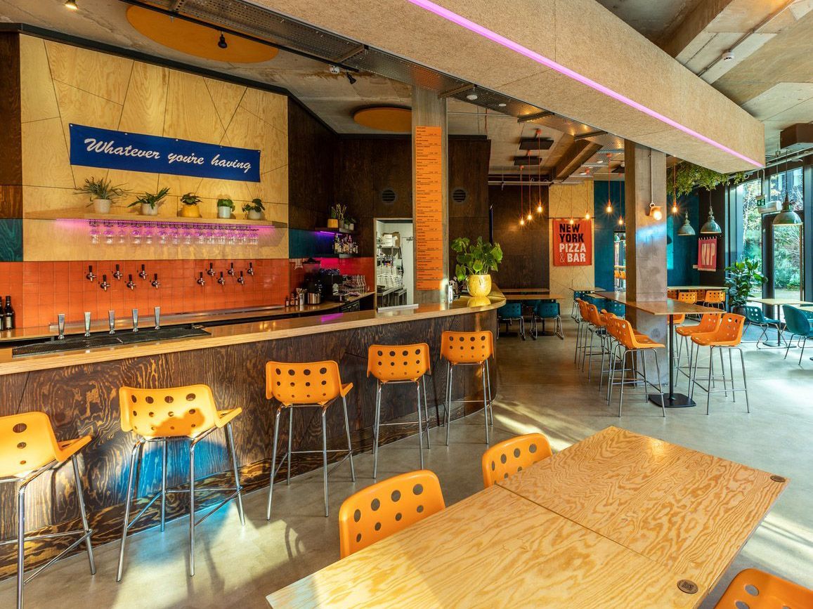 Stained Plywood for restaurant furniture and walls