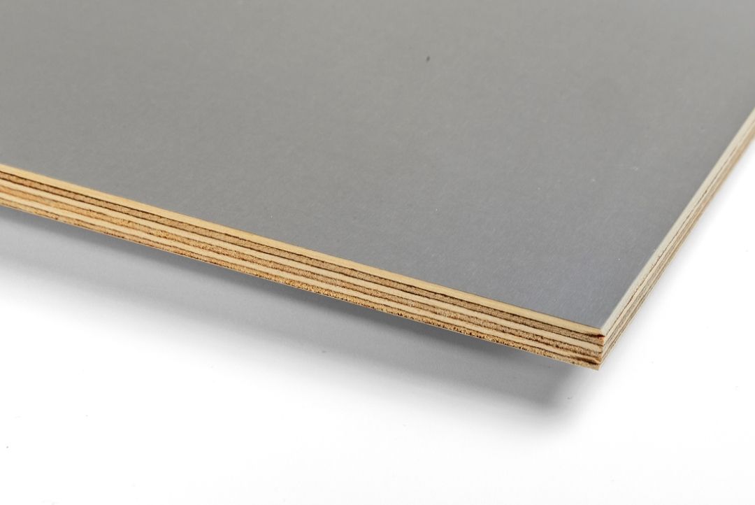 Smooth phenol plywood in silver dark grey