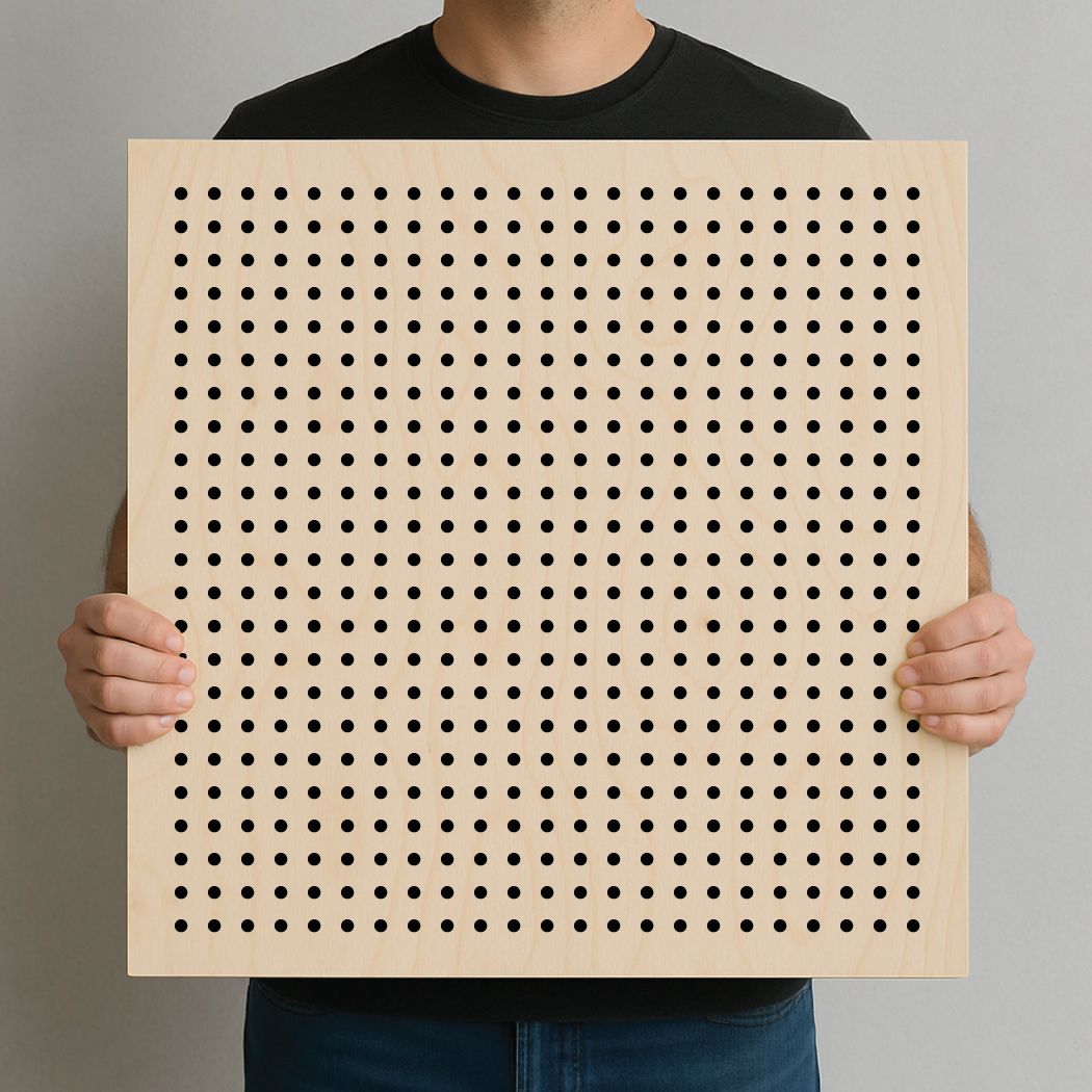Plywood Acoustic panels with 12mm diameter holes