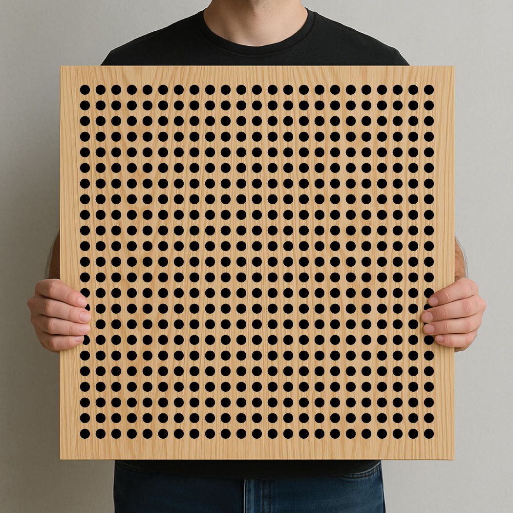 Plywood Acoustic panels with 20mm diameter holes