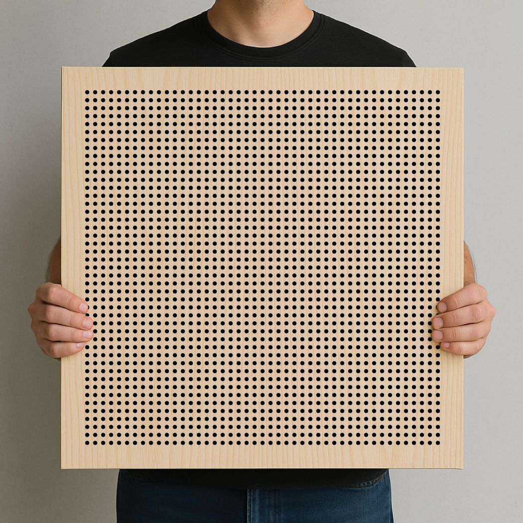 Acoustic plywood panel sample 8mm perforations