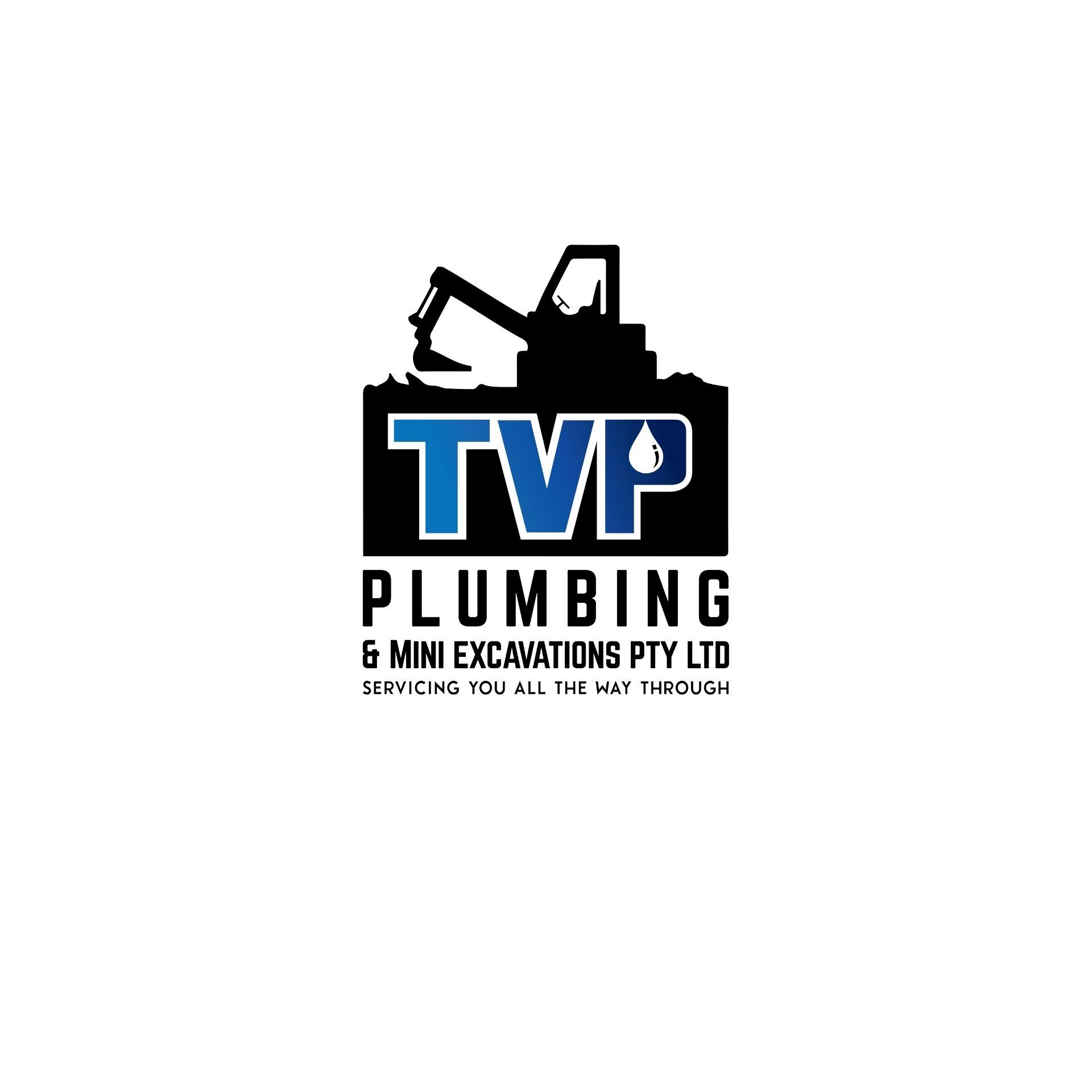A logo for tvp plumbing and mini excavations pty ltd