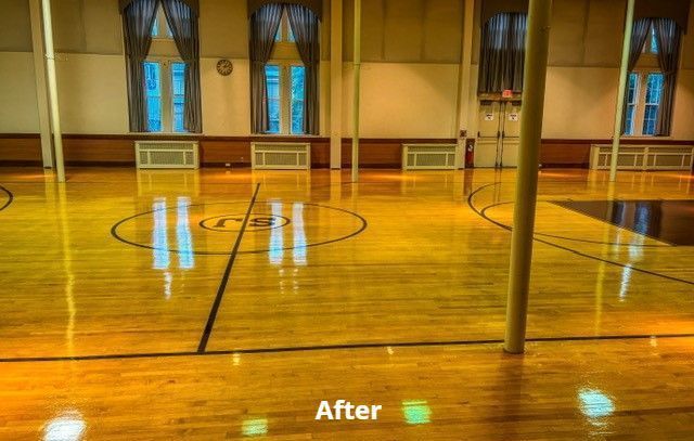 A picture of a basketball court after being cleaned