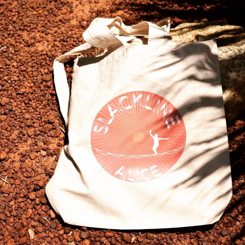 a Tote Bag That Says Slackline Alice on It — Pinpoint In Alice Springs, NT