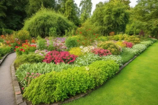 A garden filled with lots of flowers and trees