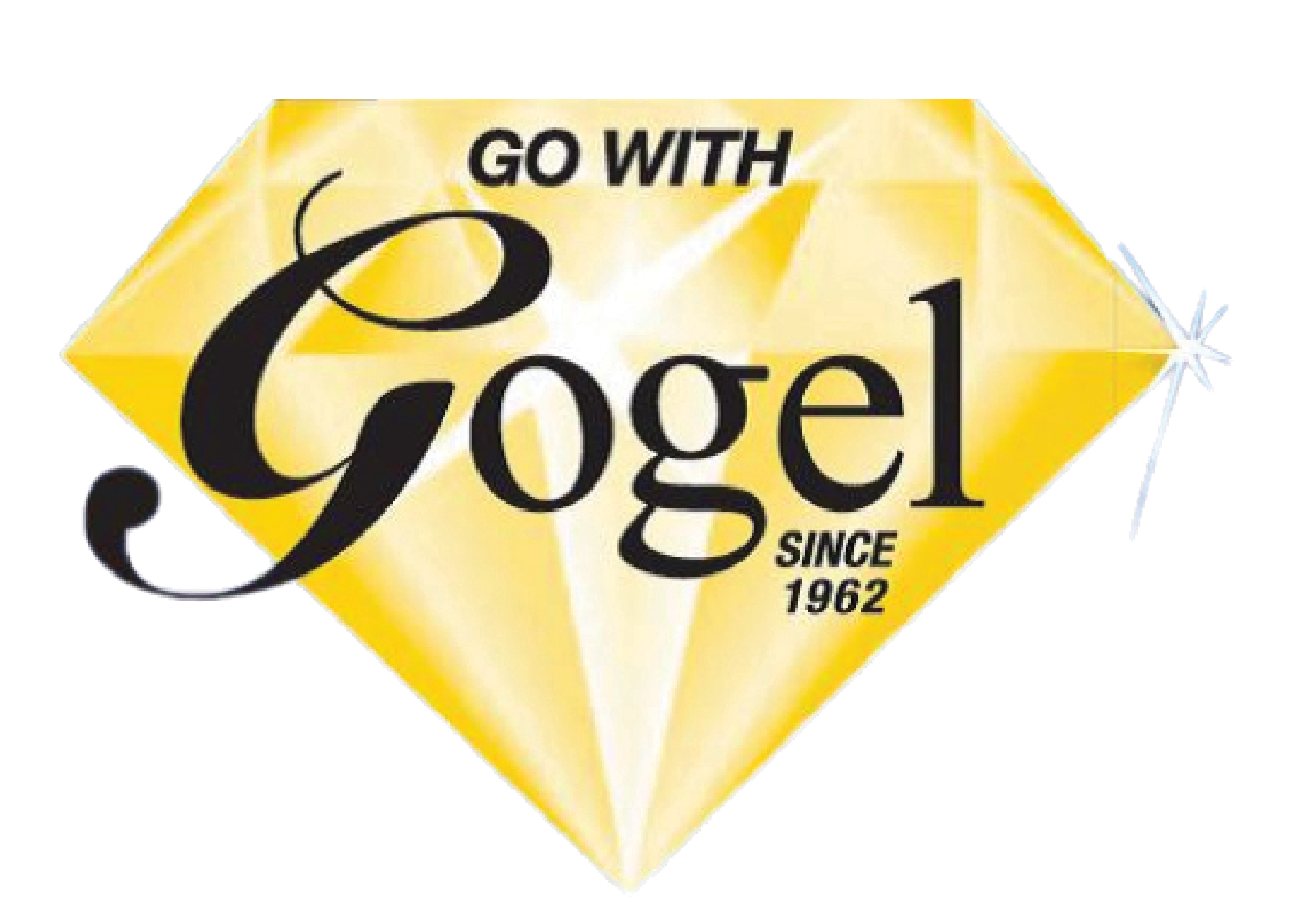 A yellow diamond with the words go with gogel since 1962 on it