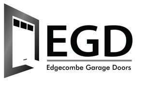 A black and white logo for edgecombe garage doors.