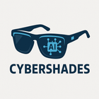 A logo for cybershades with a pair of sunglasses
