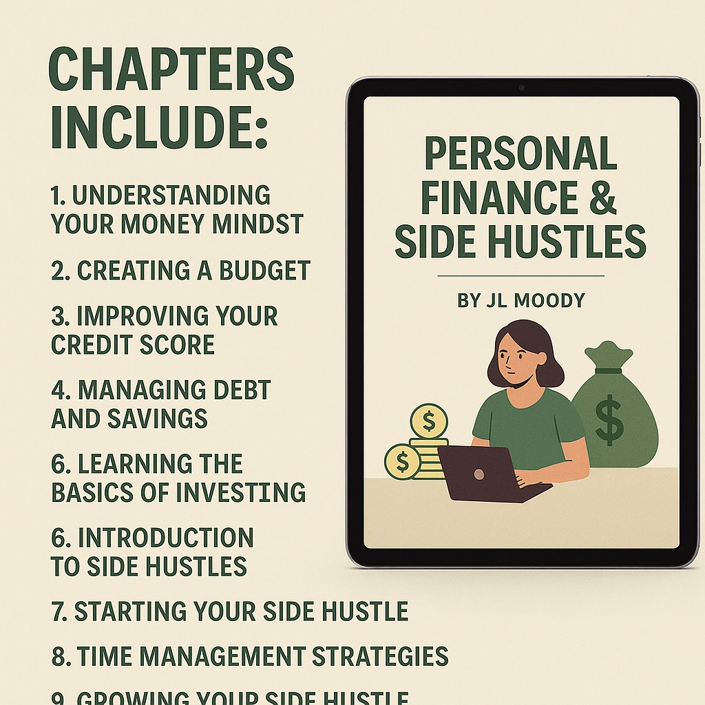 A book titled personal finance and side hustles by jl moody