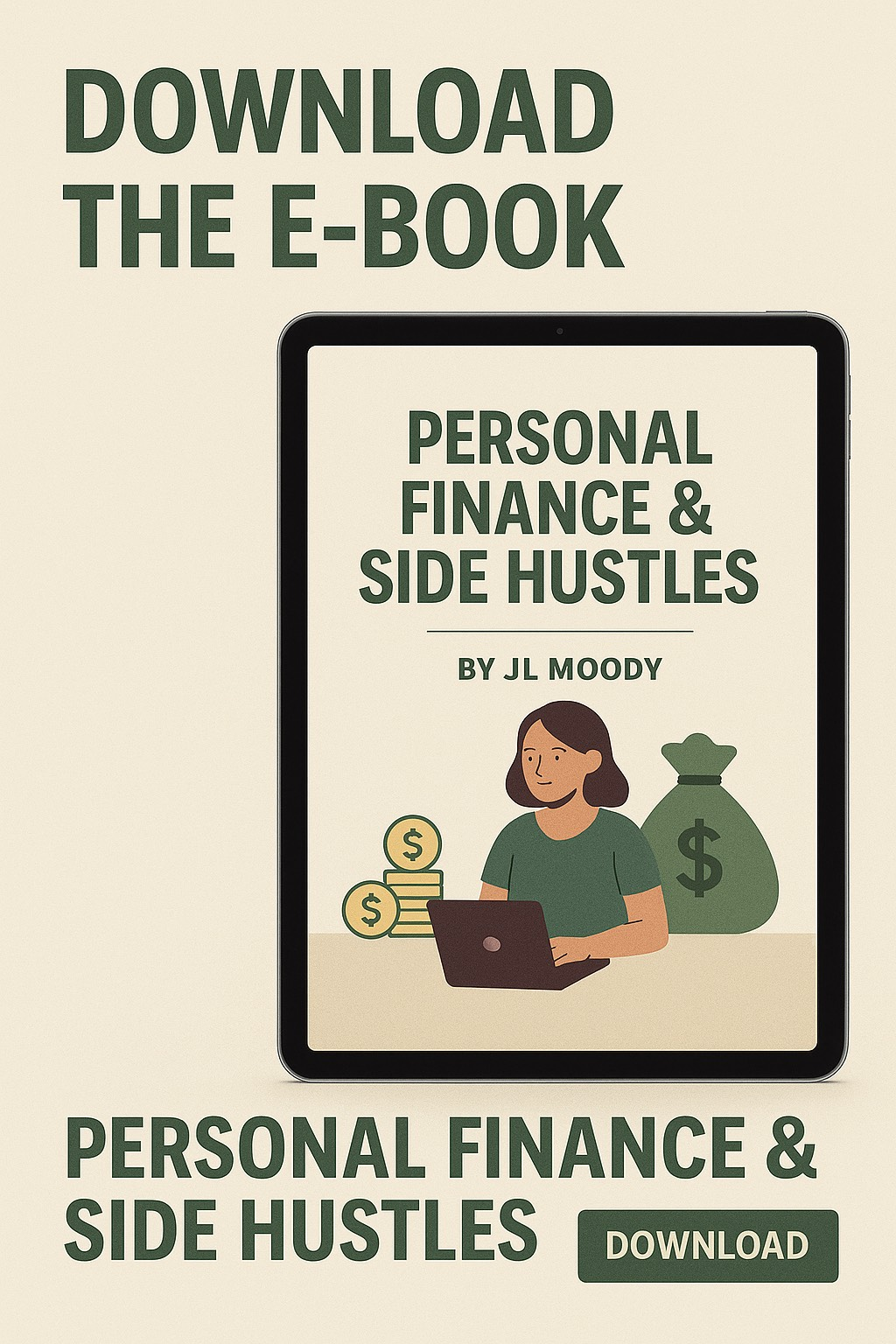 A book titled personal finance and side hustles by jl moody