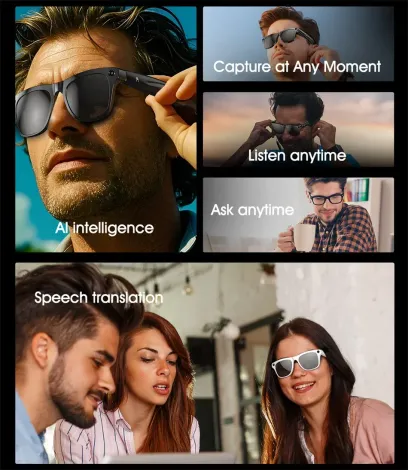 A man wearing sunglasses is taking a picture of a woman wearing sunglasses.