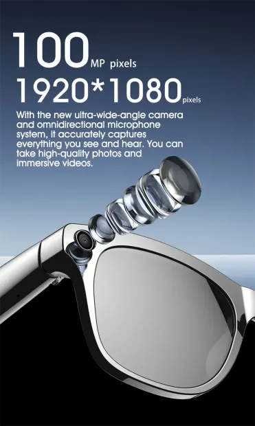 A pair of sunglasses with a camera attached to them.
