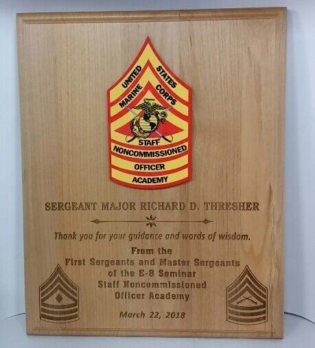 Advertising & Promotional Product Dealers — Sergeant Major Richard D Thresher Plaque in Jacksonville, NC