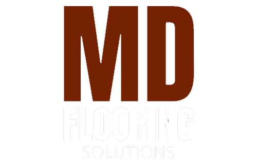 Brown "MD" text with "FLOORING SOLUTIONS" in white below.