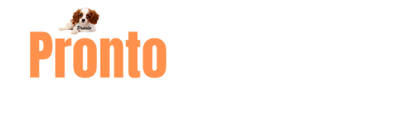 A logo for a restaurant called pronto cafe dependable comfortable