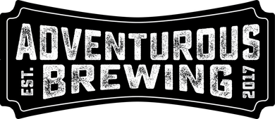Logo for Adventurous Brewing with green text on a black, curved banner, "Est. 2017"