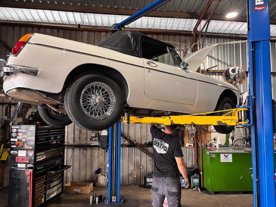 Classic Car On Hoist — AEQ - Auto Electrics QLD in Woombye, QLD