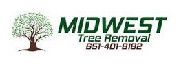 Logo for Midwest Tree Removal with a tree graphic, company name, and phone number.