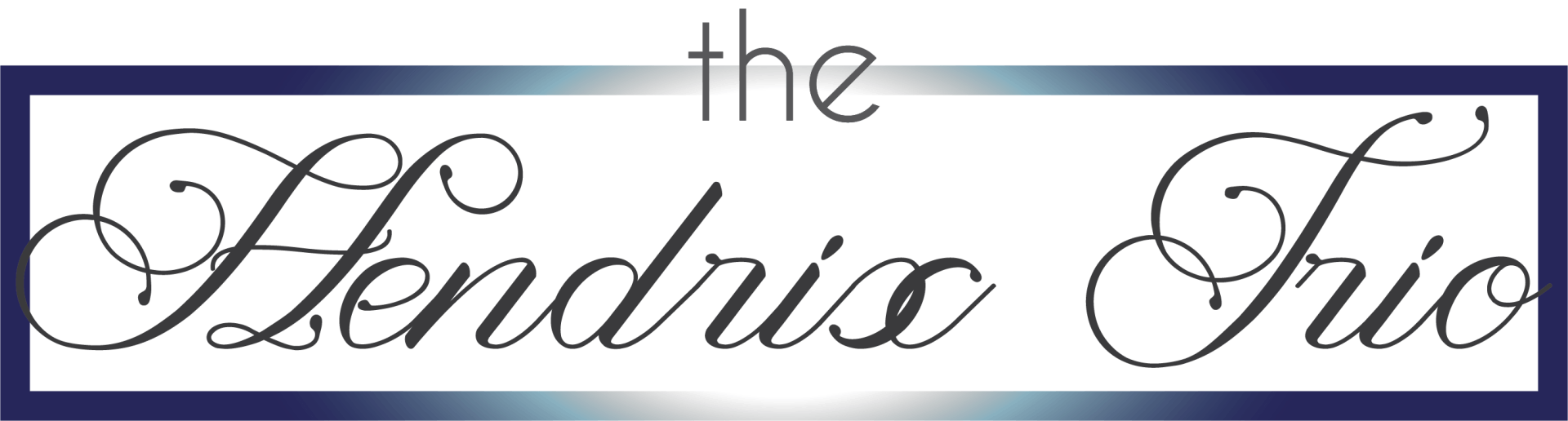 A blue and white logo for the hendrix trio