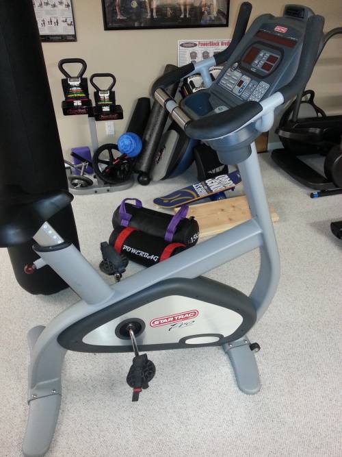 An exercise bike with the number 8 on it