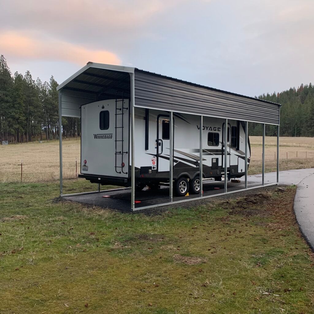 Custom RV cover metal DIY kits from Metalbuilt.ca in Ontario