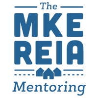 A blue logo for the Milwaukee REIA Mentoring