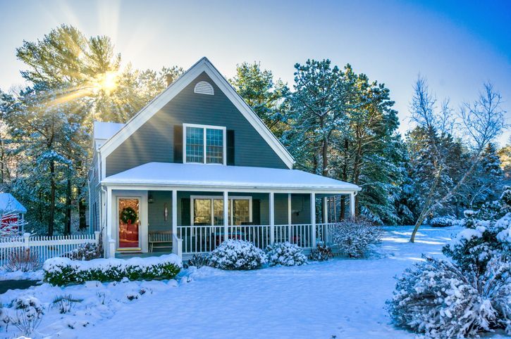 Chicagoland house covered with snow