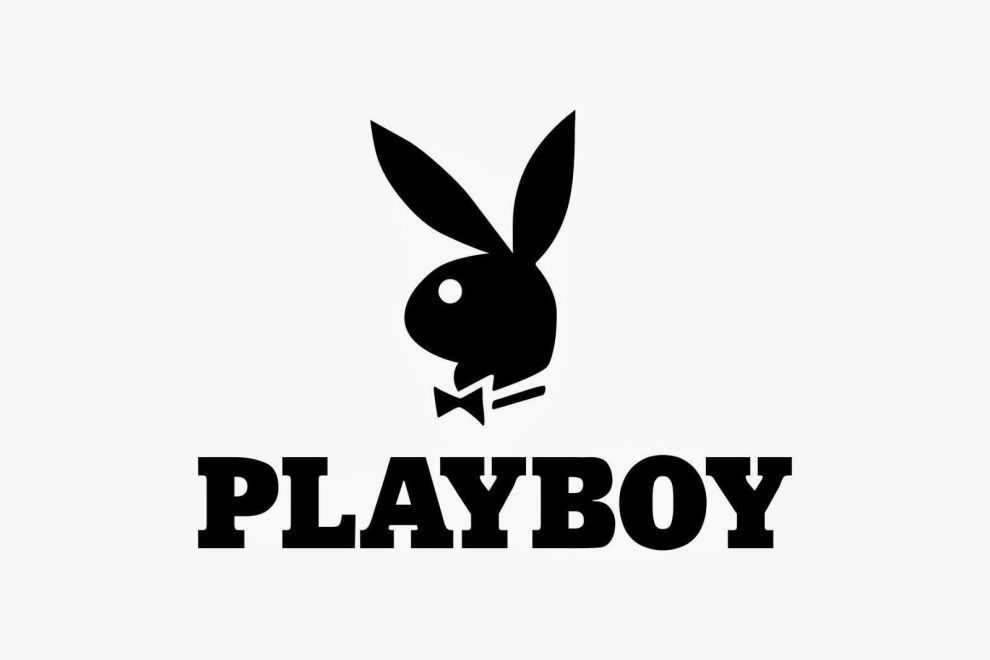 The playboy logo is black and white and has a bunny on it.