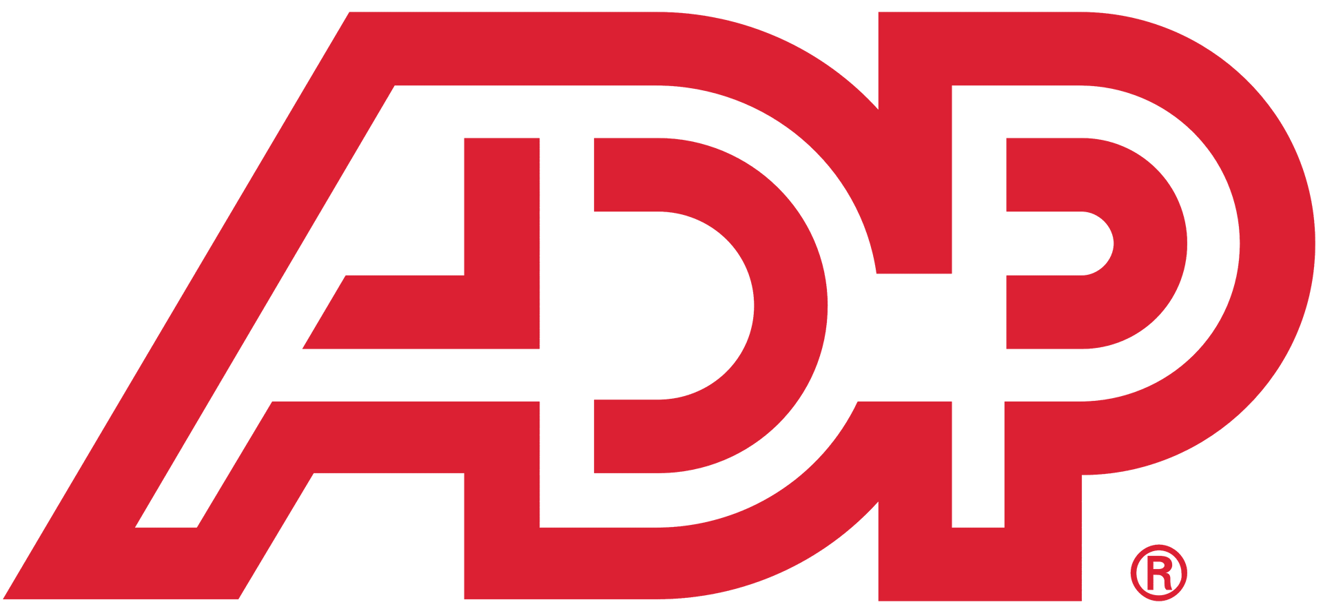 ADP logo in red: a stylized design of the letters A, D, and P.