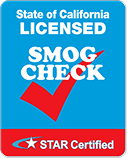 California licensed SMOG CHECK station logo with a red checkmark and 