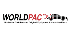 WORLD PAC logo: text and truck silhouette; wholesale distributor of automotive parts. | Golden Gear Automotive
