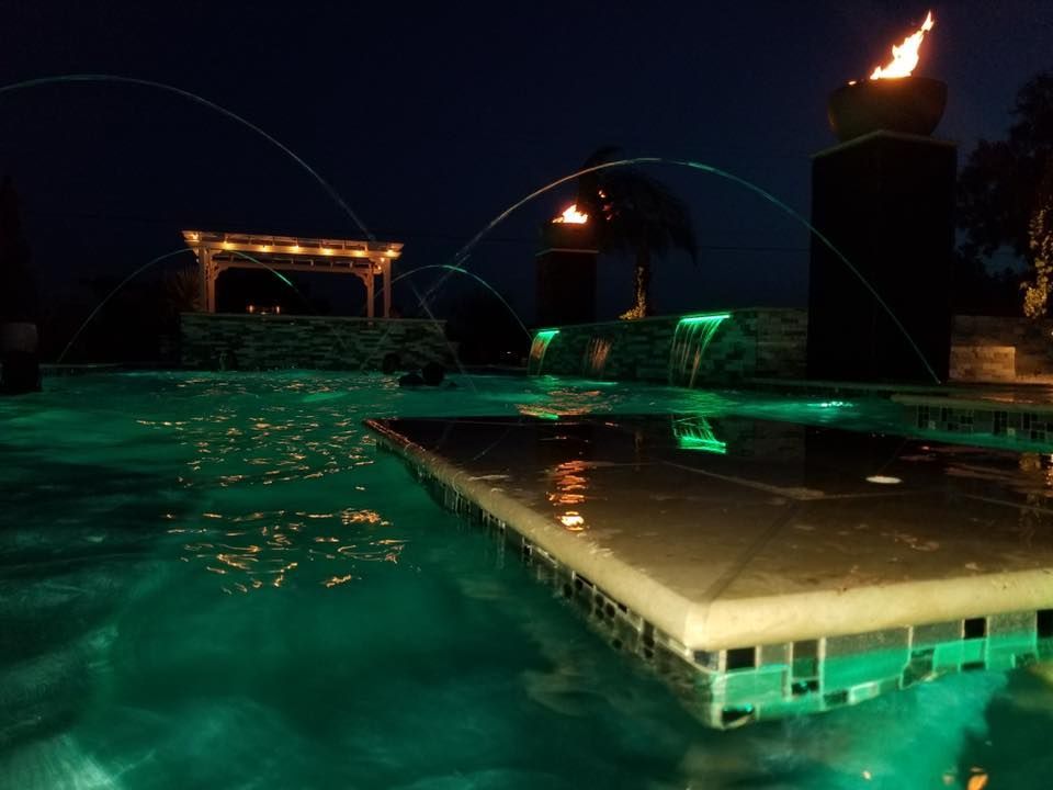 Pool Lights at Night — Agua Dulce, TX — Paradise Pools