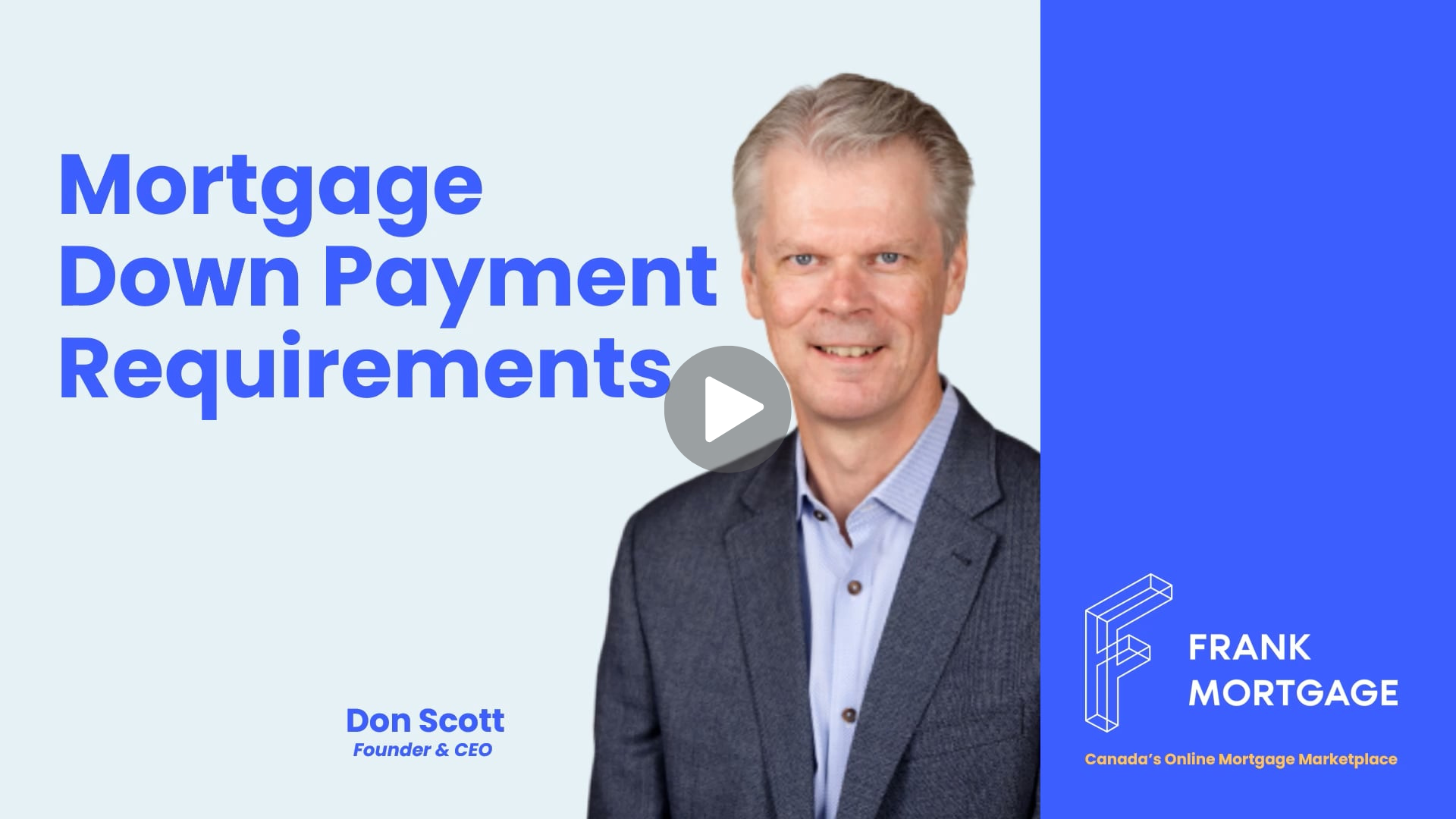 A man in a suit is talking about mortgage down payment requirements.