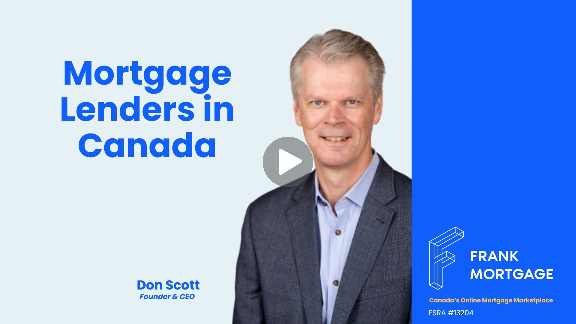 A man in a suit is talking about mortgage lenders in canada.