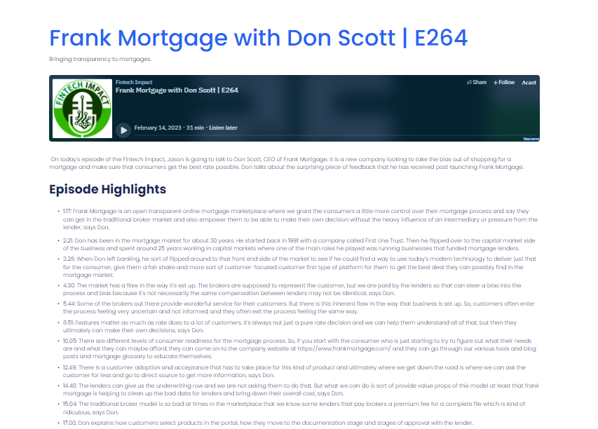 A website titled frank mortgage with don scott e264