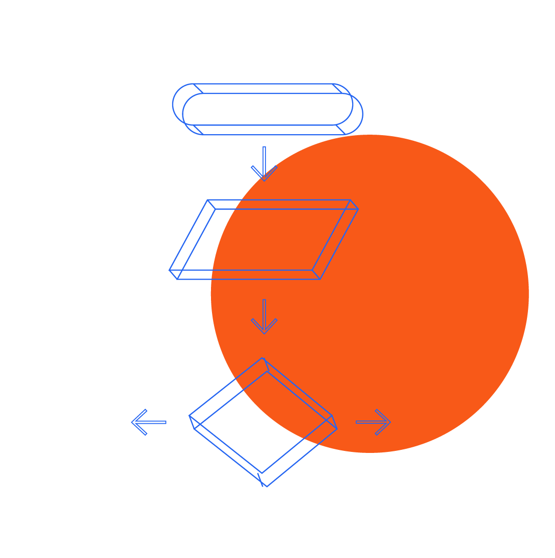 A drawing of a circle with arrows pointing in different directions.