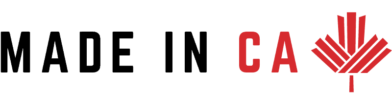 A logo that says made in canada with a maple leaf.