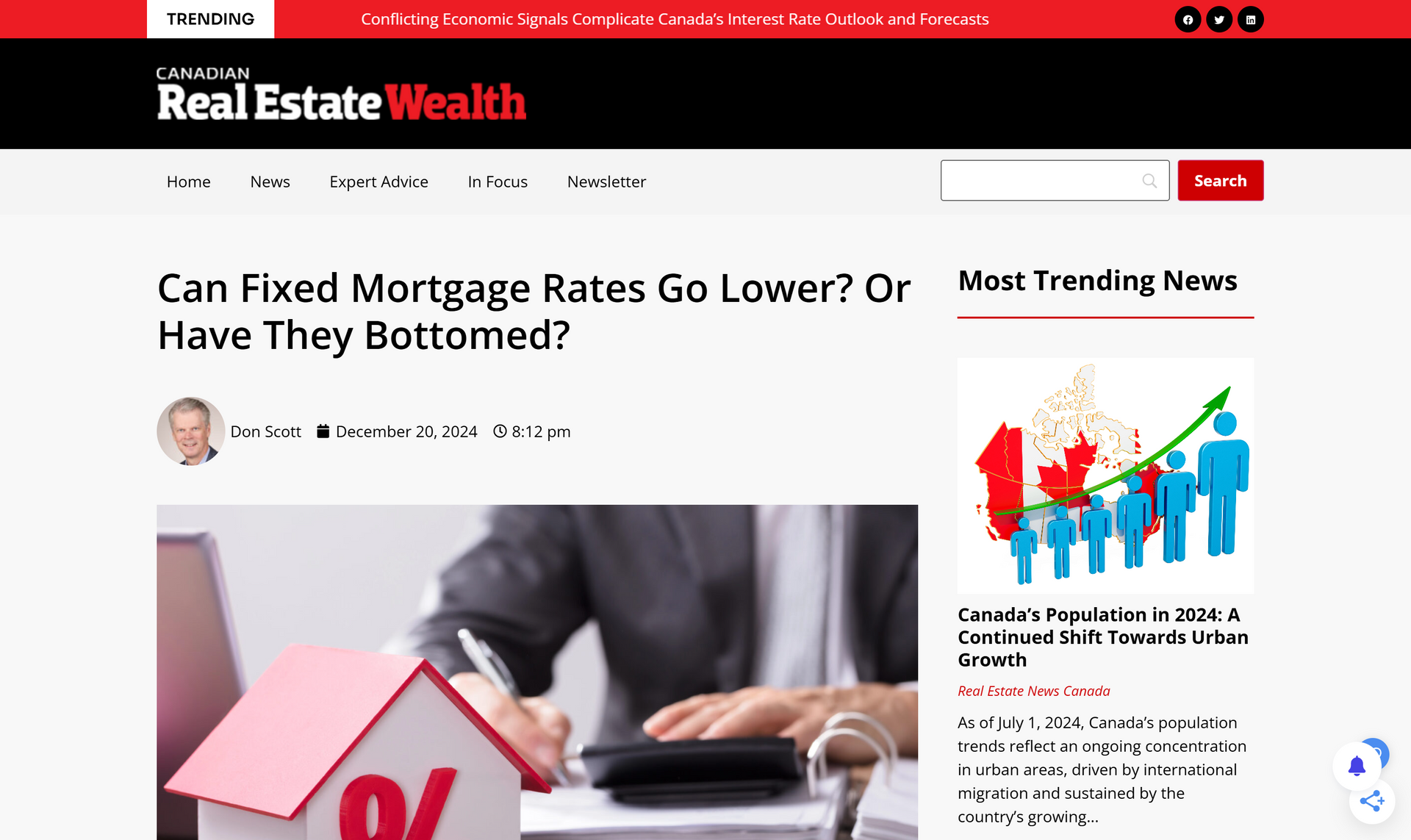 A screenshot of the real estate wealth website.